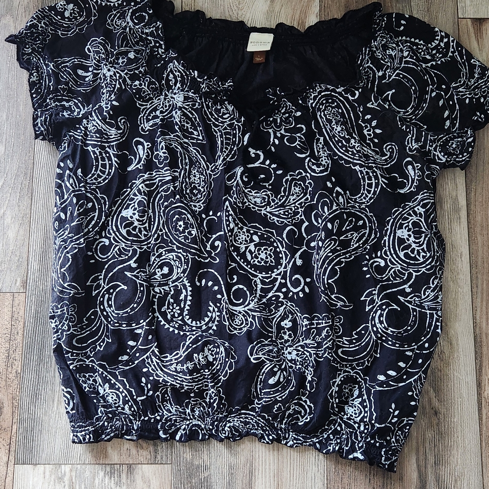 Sonoma Black and White Paisley Blouse